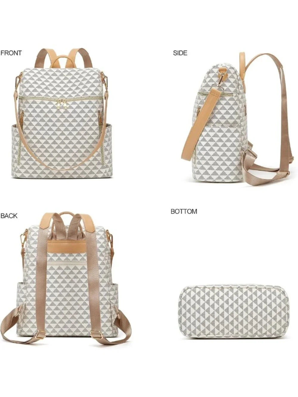 Stylish PU Leather Backpack Purse for Women - Convertible Travel Satchel 2-Piece